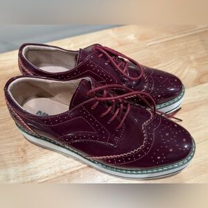 Women's Burgundy Platform Brogues